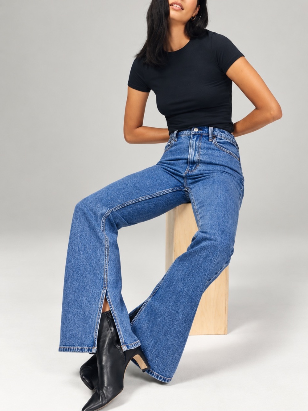 Abercrombie & Fitch Tall Curve Love Vintage High Split Flare Jeans